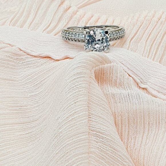 Unique Cubic Dainty Double Layer Macro Pave Silver Rings for Women, INDN8377 - Picture 3 of 4